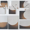 Modern Geometric Wall Decor With Wavy Patterns And Brown White Gradient Abstract Panels