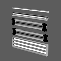 Wall Mounted Long Strips In Different Materials Arranged On Gray Wall 3d model