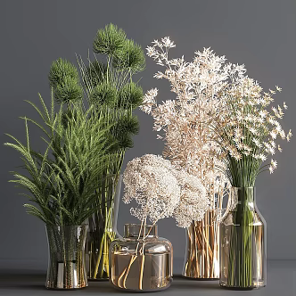 Modern glass vase floral art 3d model