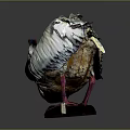 White Feathered Pelican Decorative Model With Open Red Beak And Dark Base 3d model