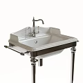 Classic White Ceramic Washbasin With Chrome Metal Stand Faucet And Side Handles