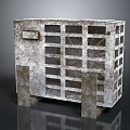 Rusty Metal Electronic Appliance With Industrial Grill Design And Support Legs