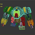Black And Yellow Robot Character With Mechanical Arms And Heavy Duty Armor Design