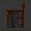 Wooden Bench With Backrest Armrest And Metal Trash Can In Outdoor Setting