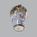 Colorful Traditional Ceramic Vase with Landscape Animal Patterns and Decorative Lid