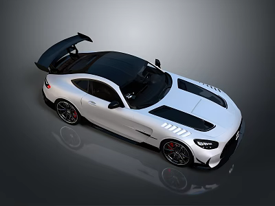 White Sports Car With Black Roof Rear Spoiler Stripes And Alloy Wheels 3d model