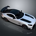 White Sports Car With Black Roof Rear Spoiler Stripes And Alloy Wheels