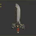 Futuristic Sci Fi Sword With Silver Blade Red Hilt And Mechanical Base Design 3d model