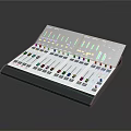 Professional Audio Mixer Console With Multiple Faders Knobs And LED Indicators