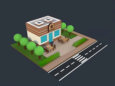 Modern Cartoon Building Cafe 3d model