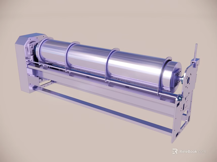 Industrial Cylindrical Drum Machine With Metal Structure And Frame For Processing 3d model 