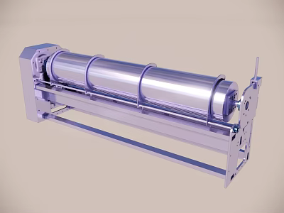 Industrial Cylindrical Drum Machine With Metal Structure And Frame For Processing 3d model
