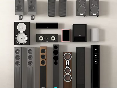 Assorted Home Audio Speakers with Different Designs Sizes and Styles for Home Use 3d model