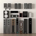 Assorted Home Audio Speakers with Different Designs Sizes and Styles for Home Use