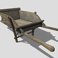 Vintage Rustic Wooden Wheelbarrow With Sturdy Structure And Large Wooden Wheel Design