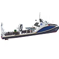 Modern Blue And White Patrol Ship With Deck Equipment And Antennas