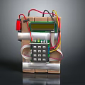 DIY Electronic Device Featuring Cardboard Structure Wires Display Screen And Keypad
