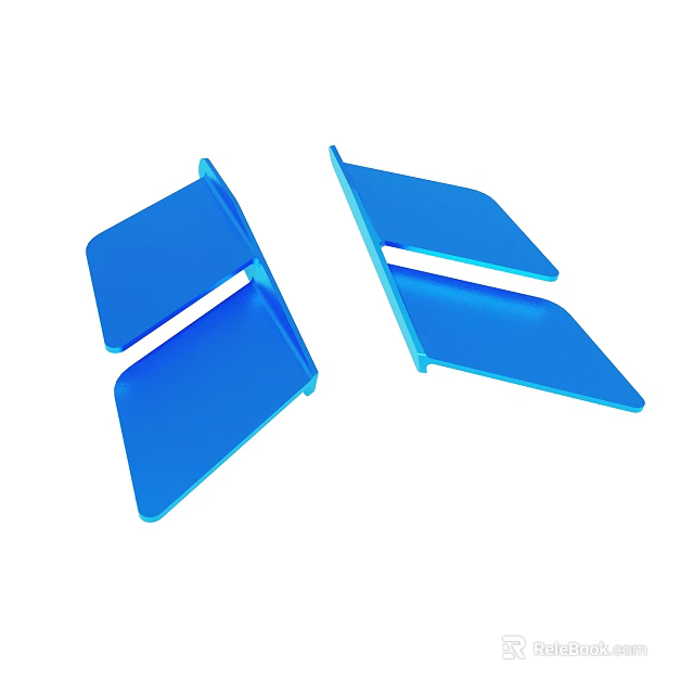 Two Blue Foldable Bookmark Holders With Simple Design For Books 3d model 