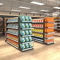 Display Shelves Stocked With Various Condiments Multiple Layers Neatly Arranged In Retail Store