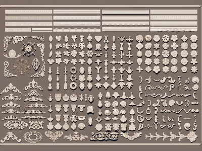 Intricate Decorative Carvings With Various Patterns And Ornamental Elements For Home Decor 3d model