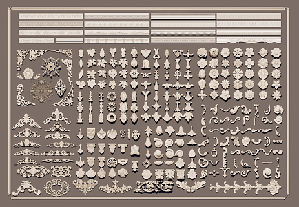 European-style Carved Component Corner Gypsum Carved Pattern 3d model
