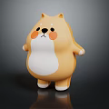 Cute Yellow And White Plush Toy Dog With Round Body And Blush Cheeks