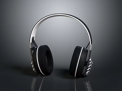 Modern Over Ear Headphones With Sleek Silver Headband And Black Cushions 3d model