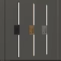Elegant Modern Black Gold Silver Wall Sconces With Linear Light On Grey Wall 3d model