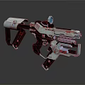 Futuristic Sci Fi Weapon With Advanced Mechanical Design And Scope White Black And Blue Accents