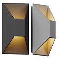 Modern Geometric Wall Lamp With Angular Panels And Warm Yellow Lighting 3d model