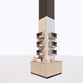 Modern Light Wood Display Shelf with Multiple Layers Storage Cabinets and Open Shelves 3d model