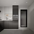 Modern Kitchen Interior With Black White Cabinets Countertop And Appliances Design