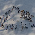 Many People Gathered In Circular Formation On Snowy Open Ground Area