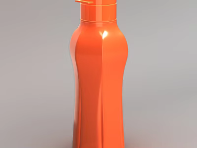 Orange Sleek Curved Plastic Bottle With Pump Dispenser For Daily Use 3d model