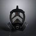 Black Military Weapon Protective Gas Mask With Dual Filters And Clear Visor