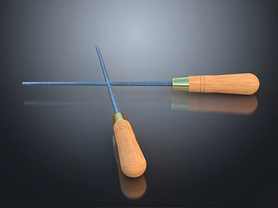 Hardware Tools Crossed Metal Files with Wooden Handles and Metal Blades 3d model