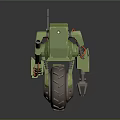Detailed Green Robot Character With Large Wheel Cannon And Mechanical Arm UNIT 12