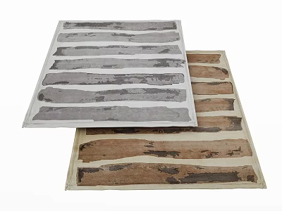 Square Striped Rugs Set Grey And Brown Wood Pattern For Home Decor 3d model