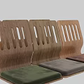 Modern Wooden Single Chair With Curved Backrest Vertical Holes And Brown Upholstered Seat