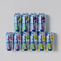 Stack Of Colorful Canned Beverages With Various Flavors Including Lime Grape Strawberry And Lemon