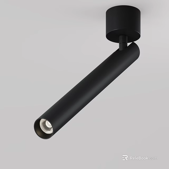 Modern Black Downlight Spotlight with Cylindrical Design and Sleek Metal Finish 3d model 
