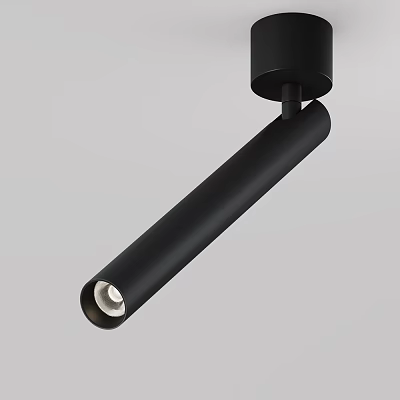 Modern Black Downlight Spotlight with Cylindrical Design and Sleek Metal Finish 3d model
