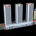 Modern Commercial Complex Featuring Multiple Tall Towers And Ground Floor Commercial Space 3d model