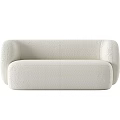 White Plush Sectional Sofa With Rounded Arms Soft Upholstery Modern Design 3d model