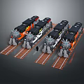 Toy Train Models With Black And Orange Design On Tracks And Small Figures