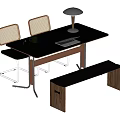 Middle style dining table and chair 3d model