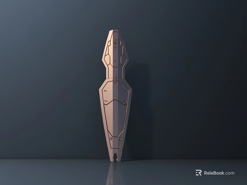 Modern Polished Metal Sculpture With Geometric Abstract Design And Shiny Surface 3d model 
