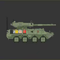 Green Military Wheeled Tank Featuring Six Wheels Antenna Weapon System And Storage Boxes