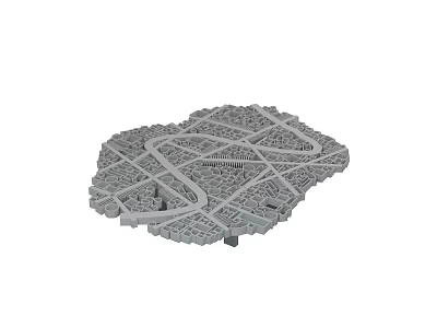 Gray Coffee Table with Urban Road Network Pattern and Architectural Design Elements 3d model