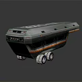 Futuristic Silver Gray Transport Vehicle With Orange Accents Multiple Wheels And Modern Sci Fi Design